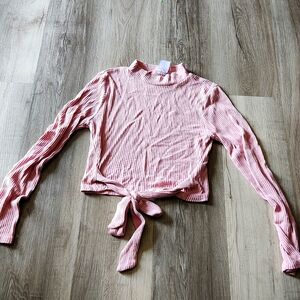 No boundaries pink crop mock neck long sleeves